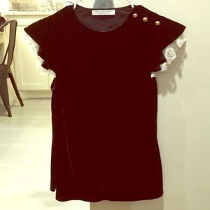 Philosophy Ruffle-trim velvet shirt